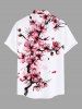 Peach Blossom Flower Branch Print Plus Size Matching Hawaii Beach Outfit For Couples -  