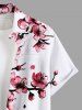 Peach Blossom Flower Branch Print Plus Size Matching Hawaii Beach Outfit For Couples -  