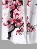 Peach Blossom Flower Branch Print Plus Size Matching Hawaii Beach Outfit For Couples -  