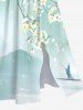 Plus Size Flower Sea Mountain Boat Print Chinese Style Split Hawaii Midi Dress -  