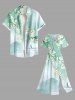 Plus Size Flower Sea Mountain Boat Print Chinese Style Split Hawaii Midi Dress -  