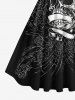 Plus Size Rose Flower Skull Spider Web Print Hawaii 1950s Vintage Dress -  