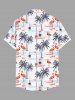 Chemise Imprimé Cocotier et Flamant Rose 3D avec Poche Grande Taille pour Homme - Blanc XL