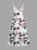 Plus Size Coconut Tree Tropical Leaves Floral Print Hawaii Surplice A Line Cami Dress -  