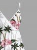 Plus Size Coconut Tree Tropical Leaves Floral Print Hawaii Surplice A Line Cami Dress -  