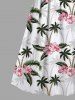 Plus Size Coconut Tree Tropical Leaves Floral Print Hawaii Surplice A Line Cami Dress -  