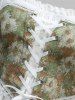 Plus Size Sunflower Oil Painting Print Grommets Lace Up Ruffles Asymmetrical Cold Shoulder Top -  