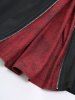 Plus Size Marled Patchwork Buttons Zipper Chains Skirt -  