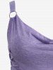 Plus Size Cowl Neck O-Ring Lace Up Ruffles Marled Heathered Tank Top -  