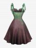 Robe débardeur ombrée grande taille à plis froncés et volants, nœuds à nouer - Vert 5x | US 30-32