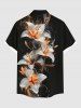 Costume de Plage Grande Taille Imprimé à Fleurs et Feuilles Brillantes 3D pour Couples - Noir 