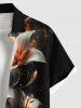 Costume de Plage Grande Taille Imprimé à Fleurs et Feuilles Brillantes 3D pour Couples - Noir 