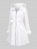 Full Zipper Fur Trim Heart Embossed Textured Hooded Solid Coat and Feather Cat Side Print Leggings Plus Size Outfit -  