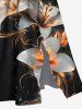 Costume de Plage Grande Taille Imprimé à Fleurs et Feuilles Brillantes 3D pour Couples - Noir 