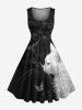 Two Tone Cat Butterfly Floral Print Plus Size Matching Outfit For Couples -  