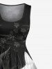 Two Tone Cat Butterfly Floral Print Plus Size Matching Outfit For Couples -  