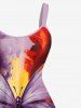 Plus Size Butterfly Sea Waves Painting Print Hawaii A Line Dress -  