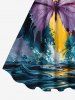 Plus Size Butterfly Sea Waves Painting Print Hawaii A Line Dress -  