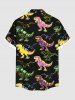 Plus Size Colorful Dinosaur Print Hawaii Button Pocket Shirt For Men -  