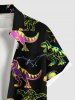 Plus Size Colorful Dinosaur Print Hawaii Button Pocket Shirt For Men -  