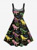 Robe Ligne A Colorée Dinosaure Imprimé de Grande Taille - Noir M