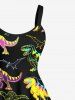 Plus Size Colorful Dinosaur Print Hawaii A Line Tank Dress -  