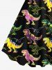Plus Size Colorful Dinosaur Print Hawaii A Line Tank Dress -  
