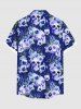 Plus Size Skulls Flowers Leaf Print Buttons Pocket Hawaii Shirt For Men -  