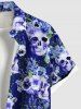 Plus Size Skulls Flowers Leaf Print Buttons Pocket Hawaii Shirt For Men -  