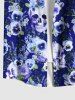 Plus Size Skulls Flowers Leaf Print Buttons Pocket Hawaii Shirt For Men -  