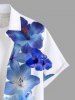 Plus Size Tropical Hibiscus Flower Print Buttons Pocket Hawaii Shirt For Men -  