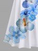 Plus Size Tropical Flower Print Cold Shoulder Crisscross Hawaii Maxi Dress -  