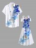 Plus Size Tropical Flower Print Cold Shoulder Crisscross Hawaii Maxi Dress -  