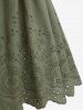 Plus Size Floral Embroidery Hollow Out Scalloped Lace Trim Grommets Buckle Tank Top -  