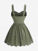 Plus Size Floral Embroidery Hollow Out Scalloped Lace Trim Grommets Buckle Tank Top -  