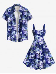 Skulls Flowers Leaf Print Plus Size Matching Hawaii Beach Outfit For Couples -  