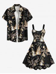 Star Striped Hat Letters Galaxy Print New Years Plus Size Matching Outfit For Couples -  