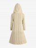 Cable Knit Horn Buttons Hooded Coat and Crisscross Hollow Out Side Leggings Plus Size Outfit -  
