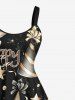 Plus Size Star Striped Hat Letters Galaxy Print New Years A Line Tank Dress -  