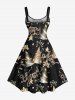 Plus Size Star Striped Hat Letters Galaxy Print New Years A Line Tank Dress -  