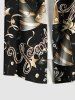 Plus Size Star Striped Hat Letters Galaxy Print New Years Button Pocket Shirt For Men -  