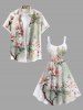 Plus Size Peach Blossom Flower Leaf Ombre Print Hawaii Tank Dress -  