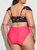 Plus Size Cherry Pin Dot Print Flounce Shoulder Tankini Swimsuit -  