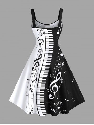 Music Festival Colorblock Notes Piano Keys Print Plus Size Matching Outfit For Couples