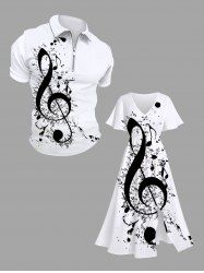 Music Festival Notes Ink Painting Splatter Print Plus Size Matching Outfit For Couples -  