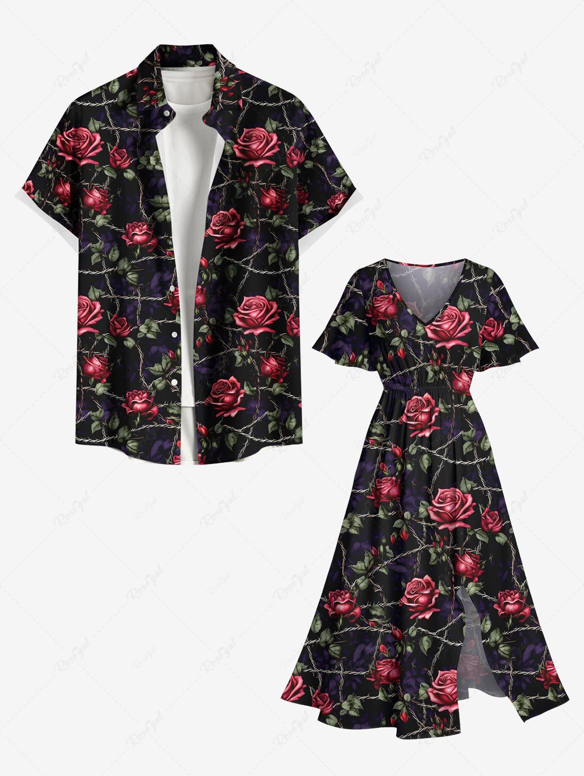 Costume de Plage Grande Taille Imprimé Fleurs Grimpantes Noir 