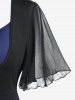 Flutter Sleeves Twist Colorblock Twofer Tee and High Waisted 3D Printed Leggings Plus Size Outfit -  