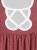 Cutout Contrast Piping T-shirt and Appliques Pocket Leggings Plus Size Outfit -  