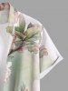 Peach Blossom Flower Leaf Ombre Print Plus Size Matching Hawaii Beach Outfit For Couples -  