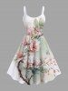 Peach Blossom Flower Leaf Ombre Print Plus Size Matching Hawaii Beach Outfit For Couples -  